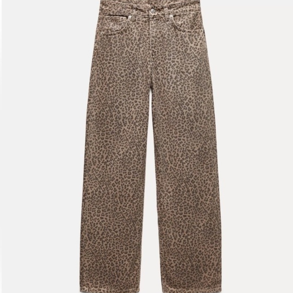 Zara Leopard print TRF Wide leg pants